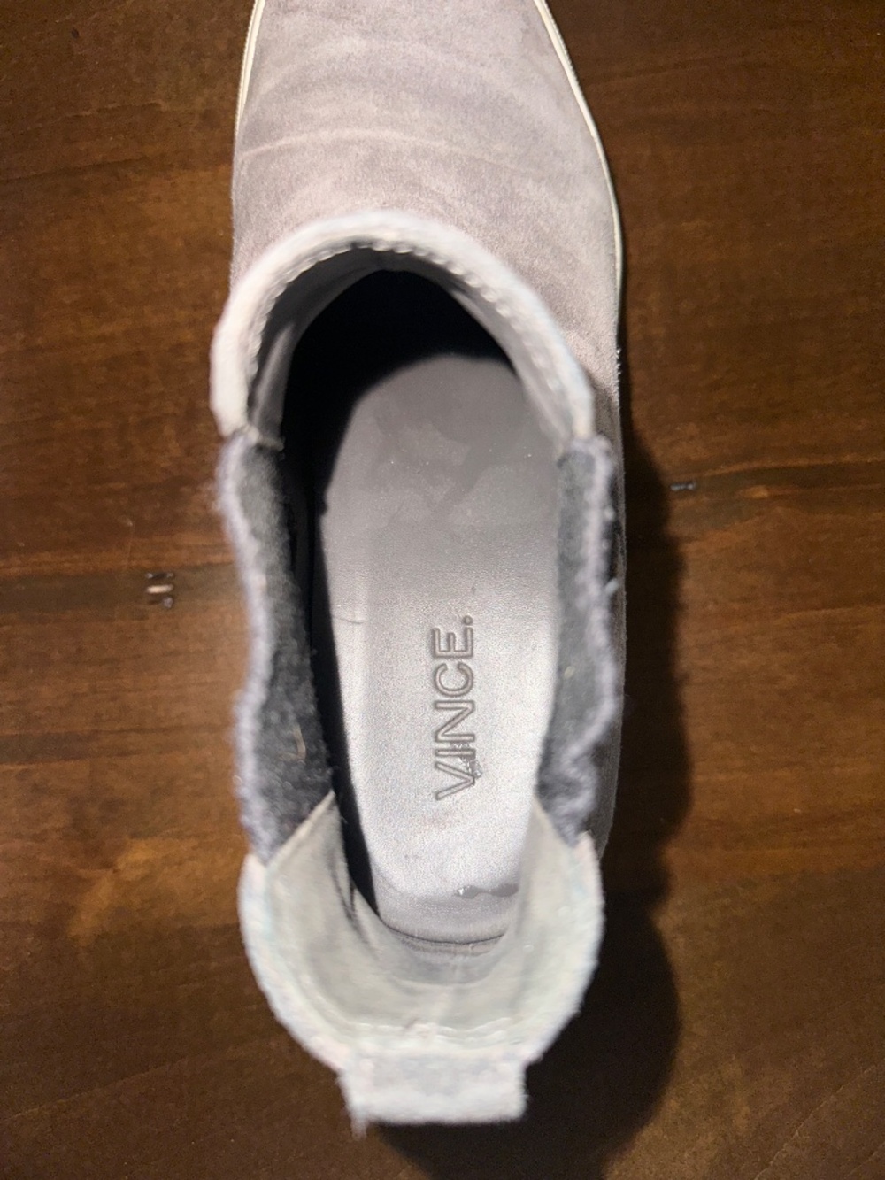 Vince High Top Sneakers Suede Slip On Ankle Boots Shoes Grey Women's Sz 7 / 37.5 - Picture 11 of 11